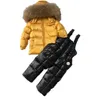 Giacca per bambini Capello per bambini Parka Black Puffer Jackets Abbigliamento per bambini Set Outwear tieni bambini caldi cappotti con cappuccio cappotti per ragazzi vestiti per ragazze natalizi