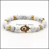 Pulseiras de charme pulseira de pedra de mi￧anga de 8 mm de mi￧angas brancas corujas lion buddha cabe￧a el￡stica el￡stica Homens hjewelry j￳ias de entrega de j￳ias dhmfj