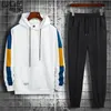 Männer Trainingsanzug Jogginganzug Side Splice Hoodies Set Männliche Fleece HoodiesHosen Workout Zweiteilige Sets Gym Sportbekleidung Anzug Kleidung 201210