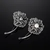 Pins Broschen Einfache Elegante Grau Weiße Perle Kristall Niedliche Blume Für Frauen Luxus Silber Farbe Zirkon Legierung Pflanzen Brosche Sicherheitsnadeln