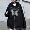 Y2K Streetwear Hoodie Tops Punk Gothic Oversized Schedel Vleugel Evil Flame Unisex Vest Rits Sweatshirt Mannen Vrouwen Jassen 220726