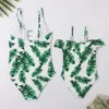 Mother Kids Family Matching Swimsuit Swimming Suit Bikini Set for Daughter and Mom Baby Girls Print Swimwear Women's Beach Wear 220426