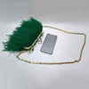 Evening Bags Fashion Versatile Feathers Chains Dinner Bag Women's New Trend Green Protable Wedding Clutch Messenger Bags 18B0988 220329