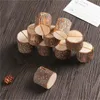 Mucchio di legno Nome Segnaposto Po Porta menu Tavolo Forma di ceppo di albero naturale Numero Clip Stand Decorazione di nozze per feste6047855