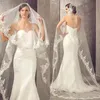 Velo da sposa in pizzo lungo 3 metri Lunghezza cappella Veli da sposa avorio bianco con pettine Voile De Mariee Custom Made CPA859