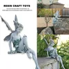 Fiore Fata Statua Fili d'acciaio Giardino Scultura in miniatura Mitico dente di leone Figurine Fate Pixies Yard Decor 220721