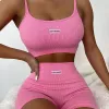 Survêtements pour femmes Camisole pour femme Ensemble 2 pièces Débardeur à manches courtes T et short tissu élastique doux bébés été plage vêtements de fête vêtements de sport yoga shapewear