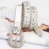 Kemerler Moda Geniş Tokal Kemer Kadınlar için Batı Kovan Kovboy Bling Rhinestones çivili perçin ceinture femme