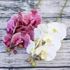 6 hoofden nep 3d phalaenopsis bloem witte zijde orchidee kerstdecoratie voor nieuwjaar thuis vazen ​​bruiloft kunstmatige planten bloemen