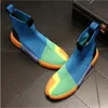 Nieuwe High Tos Fashion Men's Mixed Colors Boots Patchwork Walking Sneakers Designer Casual Knit Socks Shoes Footwear