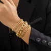Wysokiej jakości punk proste metalowe krawężniki łańcuchowe łańcuch Bracelet dla kobiet/mężczyzn Złota Gruba łańcuch Bransoletka Modna biżuteria Zestawy biżuterii