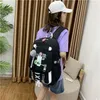 Borse da scuola verdi per ragazze Borsa da donna per zaino da scuola USB Teenage Nylon Solid Teen Schoolbag Ragazza nera di grande capacità LJ201225