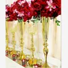 装飾8 12 14PCS 75CMTALL花のセンターピース花瓶の金メタルシルバーホワイトトランペットVASE結婚記念日パーティーテーブル装飾IMAKE371