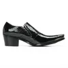 Christia Bella Glossy Black Натуральная кожа Мужчины на высоком каблуке обувь плюс размер металлический носок мужская вечеринка одежда обувь бизнес мужская обувь
