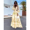 Women Tunic Beach Cove Up Summer Sexy vneck backless Hollow Out Lantern Sleeve Maxi Dress Fremal Party Club Party Long 220811
