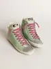 High-top small dirty shoes designer luxury top version Sneakers Francy fatte a mano italiane in pelle con stella effetto craquelé e linguetta sul tallone