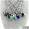 Hangende kettingen hangers sieraden mode natuursteen zeshoekige prisma hart druzy ketting voor vrouwen turquoise kristal met roestvrijstillige s