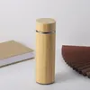 Stoklamak! Yaratıcı Bambu Su Şişesi Vakum Yalıtımlı Paslanmaz Çelik Kap Lid Çay Süzgeci Ahşap Düz Kupa