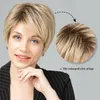 Gemma Synthetic Short Court Hair Perruques Naturel Bob Style Pixie Coupée Root sombre Ombre Brown Yellow Yellow Blonde Cosplay perruque pour femme 220329