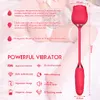 Vibrador para lamer la lengua en forma de rosa para mujer