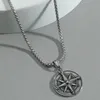 Pendant Necklaces Travel Jewelry Pendent Collier Silver Color Stainless Steel Compass Charms Necklace Coin Shape North Star Chains GiftPenda