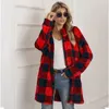 Manteau de laine Plaid longue veste femme pardessus mode manches longues manteaux femmes automne hiver décontracté filles manteau femme Streetwear 220815