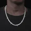 Collares pendientes Iced Out Bling 5A Tennis Chain Spike Charm Necklace Hip Hop Rock Punk Cool Men Jewelry Colgante de alta calidad