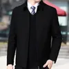 ブランドビジネスメンズジャケットカジュアルコートターンダウンカラージッパーシンプル中年高齢男性パパ服オフィスアウターウェア220816