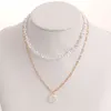 2022 New Fashion Kpop Pearl Choker Necklace Wedding Bridal Double Layer Chain Pendant Jewelry Women Girl Gift Collar