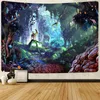 Tapestries Simsant Forest Castle Tapestry Trippy Mushroom Butterfly Art Wall Hanging For Living Room Home Dorm Decor