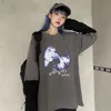 Men's T-Shirts Hip Hop Graphic Illusion Girl Print T Shirt Men Harajuku Vintage Cotton Casual False Two Pieces Tops Unisex Streetwear