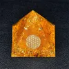 Orange Orgone Pirâmide EMF Proteção Quartzo Reiki Decoração de orgonita