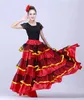 Scenkläder kvinnor spanska flamenco kjol elastisk midja satge prestanda kostym kvinnlig dans a-line träning kjolstage