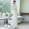 Ethnic Clothing 2022 Vietnamese Aodai Dress For Women Traditional Chinese Style Vintage Elegant Slim Qi Pao Top+pants Sets Asian Chiffon