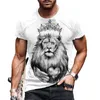 T-shirty męskie T-shirt męski europejski i amerykański letni trend modowy Lion 3D Printing z krótkim rękawem O-dółka Topmen's