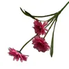 En faux blomma lång stam gerbera 3 huvuden per bit simulering krysantemum grönt blad för bröllop centerpieces