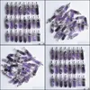 Charms Jewelry Findings Components Natural Stone Amethyst Hexagonal Healing Reiki Point Crystal Pendants For Making Diy Necklace Earrings