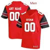 Xflsp Custom NCAA Utah Utes college Jersey cualquier número de nombre Paul Kruger Fútbol cosido rojo negro hombres mujeres jóvenes