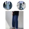 Men's Jeans Straight All Match Breathable Cozy Solid Color Wide Man Pants For Travel