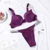 Sexy VS Rhine Stone Letters Underwear Women's Suit Gather Girls Comfortable Bra Set Rhines stones Lingerie Pink H1104Casual Fashion Versatile Style