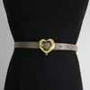 Mode haute qualité femmes ceintures en cuir rétro taille sangle coeur conception boucle femme dames ceinture tout match jean ceinture