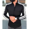 Men's Casual Shirts Fashion Plain Men Formal Business Wedding Long Sleeve Slim Fit Top Patchwork MenMen's