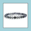 Braccialetti con fili di perline Gioielli Micro Pave Black Cz Perline Bracciale a mano Natural Nature Stone Beaded For Men Women Drop Delivery 2021 Icqnb