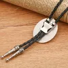 Fliegen Western Cowboy Bolo Tie Lederkragen Seil Halbmond Naturstein Retro Muster Zinklegierung Zubehör Unisex British RopeBow