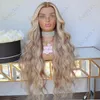 Golvend Caramel Blonde Balayage Hoogtepunt Transparante Kant Voor Pruik 13x4 Wave Full Lace Menselijk Haar Pruiken voor Vrouwen remy Haren 180%