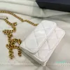designer Mini Shoulder Bags White Black Bag Classic Handbag Gold-Tone Pendant Metal Chain Small Crossbody