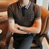 Estilo coreano Hombres Verano Ocio Mangas cortas POLO Camisas / Hombre Slim Fit Business Knit POLO Shirt Homme Tee Plus Tamaño 4XL 220524