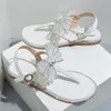 Frauen Sommer Sandalen Big Bowknot Flip Flops Strand Alias Femininas Designer Flache Sandale Mode Diamant Perle Hausschuhe