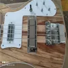 4-saitiger Custom-E-Bass für Gitarre, verchromter Hals mit durchgehendem Korpusmuster, Holzfurnier, Griffbrett aus Palisander mit Zierstreifen