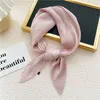 Pleated Women Satin Scarf Neckerchief Ribbon Square Skinny Hair Tie Band Kerchief Satin Foulard Scarves Decorative Headscarf 220516